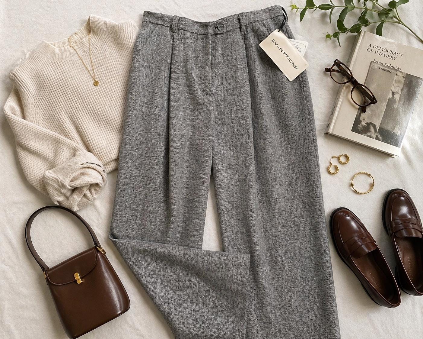 Womens Pleated Work Pants - Etsy display picture 1