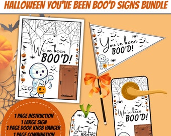 You've Been Boo'd Printable Halloween Kit, You've Been Booed Door Hanger, Instructions, Gift Tags, Pennant Flag, Instant Download