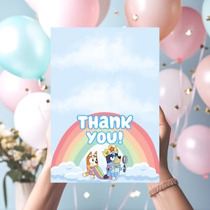 BLUEY THANK YOU card  Bluey Birthday theme Party thank you card  bluey birthday Bluey Birthday Thank you