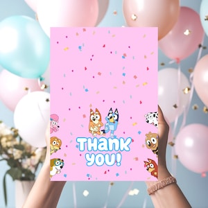 BLUEY THANK YOU card  Bluey Birthday theme Party thank you card  bluey birthday Bluey Birthday Thank you