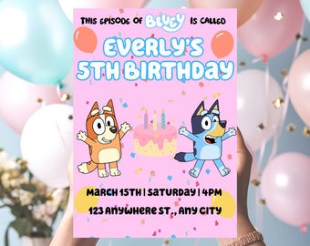 Bluey Birthday Invitation, Boys Birthday Party Invites, Editable Bluey Invite Template, Bluey girls Birthday Invitation, Boys Party Invites