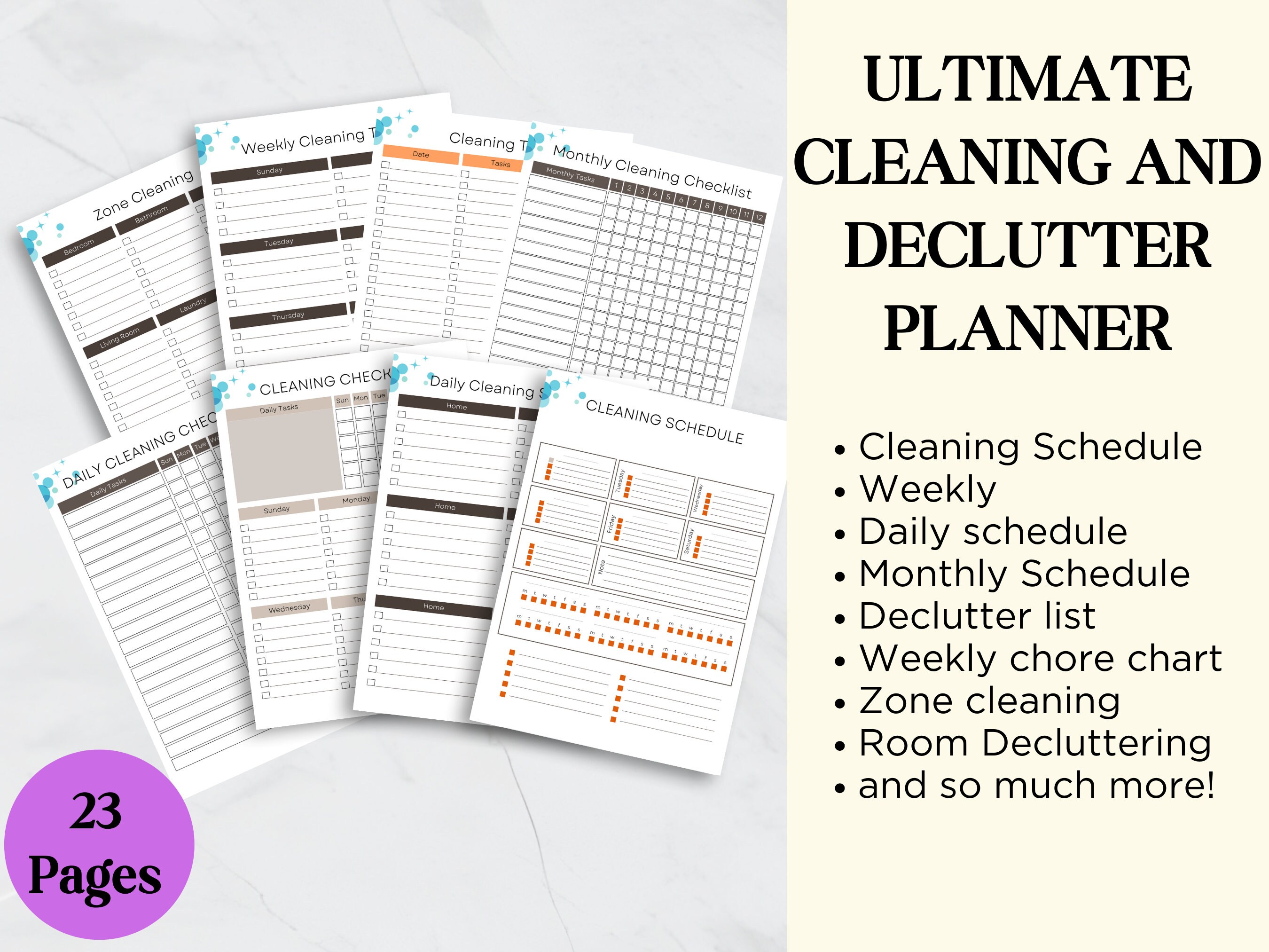 Ultimate Cleaning Schedule Bundle Editablecleaning Planner - Etsy