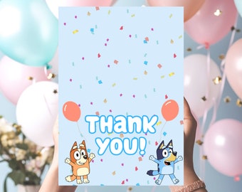 BLUEY THANK YOU card  Bluey Birthday theme Party thank you card  bluey birthday Bluey Birthday Thank you