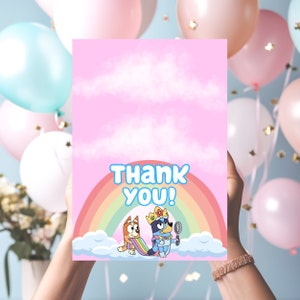 BLUEY THANK YOU card  Bluey Birthday theme Party thank you card  bluey birthday Bluey Birthday Thank you