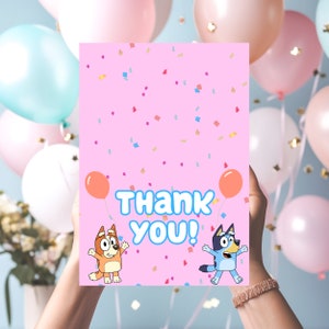 BLUEY THANK YOU card  Bluey Birthday theme Party thank you card  bluey birthday Bluey Birthday Thank you
