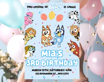 Bluey Birthday Invitation, Boys Birthday Party Invites, Editable Bluey Invite Template, Bluey girls Birthday Invitation, Boys Party Invites