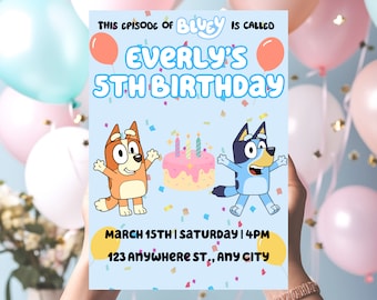 BLUEY BIRTHDAY INVITATION Boys Birthday Party Invites Editable Bluey Invite Template Bluey girls Birthday Invitation Boys Party Invites