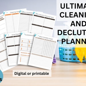 Ultimativer Reinigungsplan, Putzplaner im A4 Set, wöchentliche, monatliche, tägliche Reinigung, Checkliste für die tägliche Hausarbeit