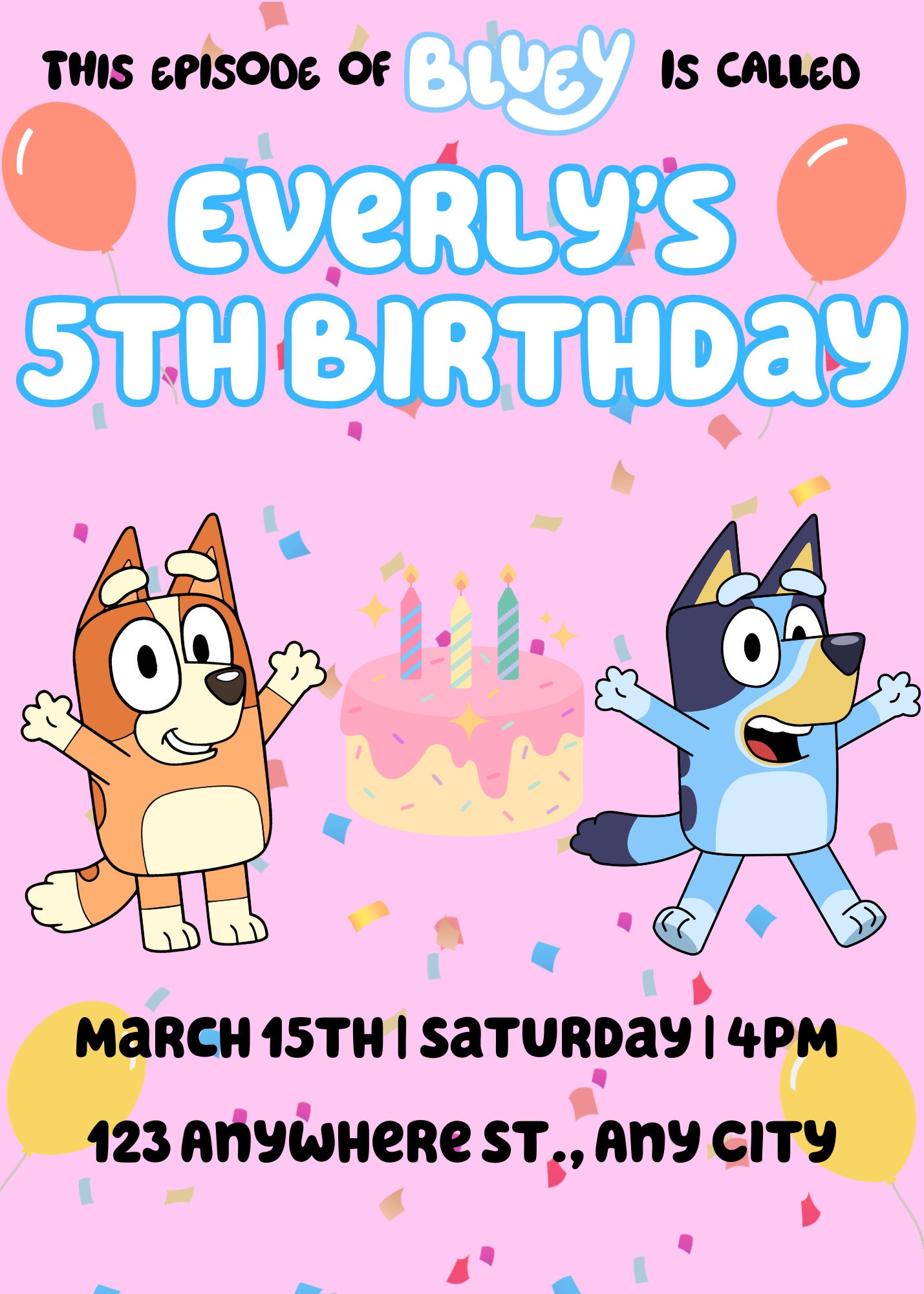 Bluey Birthday Invitation Boys Birthday Party Invites Editable Bluey editable-canva-kid-s-birthday-party-invitation-5x7-inches-editable