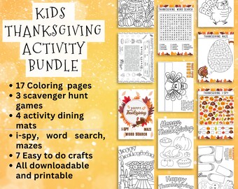 Fall Printable Activity Bundle, kids Coloring, thanksgiving Kids activity mat, Scavenger Hunt, classroom printable,Fall Kids Activities