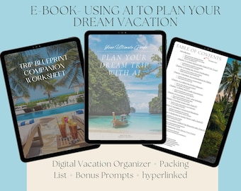 Ebook AI Trip Planner & Itinerary Builder  Digital Vacation Organizer + Packing List