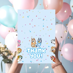 BLUEY THANK YOU card  Bluey Birthday theme Party thank you card  bluey birthday Bluey Birthday Thank you