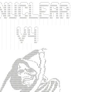 May include: ASCII art graphic featuring the text MUDERER UH at the top, followed by a detailed dot-matrix style illustration of a hooded figure with a skeletal face, rendered in black characters against a plain white background.
