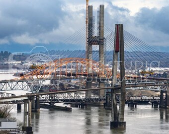 New Westminster Pattullo Bridge Print: Urban City Photography (Digital Download, 300dpi