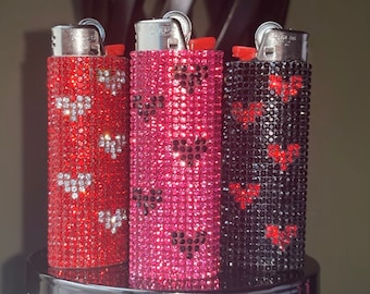 Rhinestone Mini Hearts Lighters