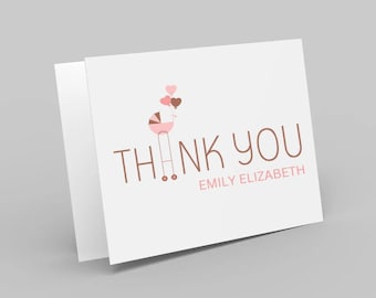 Sweet Baby Buggy Personalized Thank You Cards. multiple pack sizes available