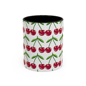 Cherry Pattern Coffee Mug for Cherry Lovers, Cute Gift for Birthdays, Holidays, Kitchen Decor, Daily Use, Ceramic Drinkware