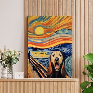 The Scream by Edvard Munch- parody of the famous painting with a dog, art high quality art print, wall art, funny gift, print dog 2