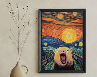 エドヴァルド・ムンクの叫び - 猫を描いた有名な絵画のパロディ、高