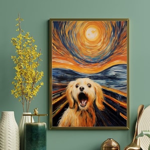 The Scream by Edvard Munch- parody of the famous painting with a dog, art high quality art print, wall art, funny gift, print dog 3
