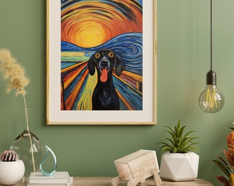 エドヴァルド・ムンクの叫び - 犬を描いた有名な絵画のパロディ