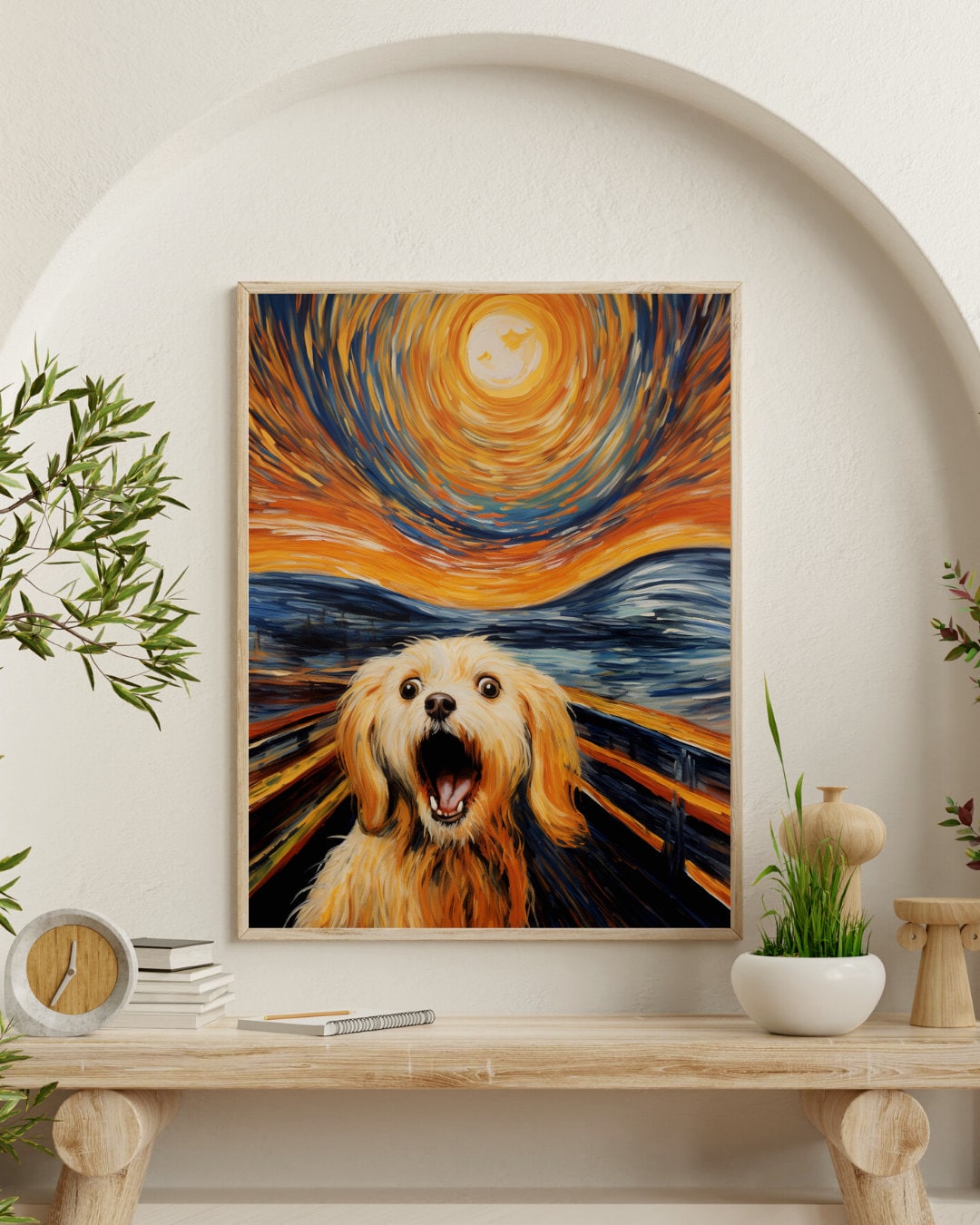 エドヴァルド・ムンクの叫び - 犬を描いた有名な絵画のパロディ