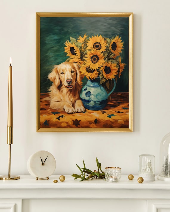 ひまわりプリント - フィンセント・ファン・ゴッホの犬を描いた絵画の