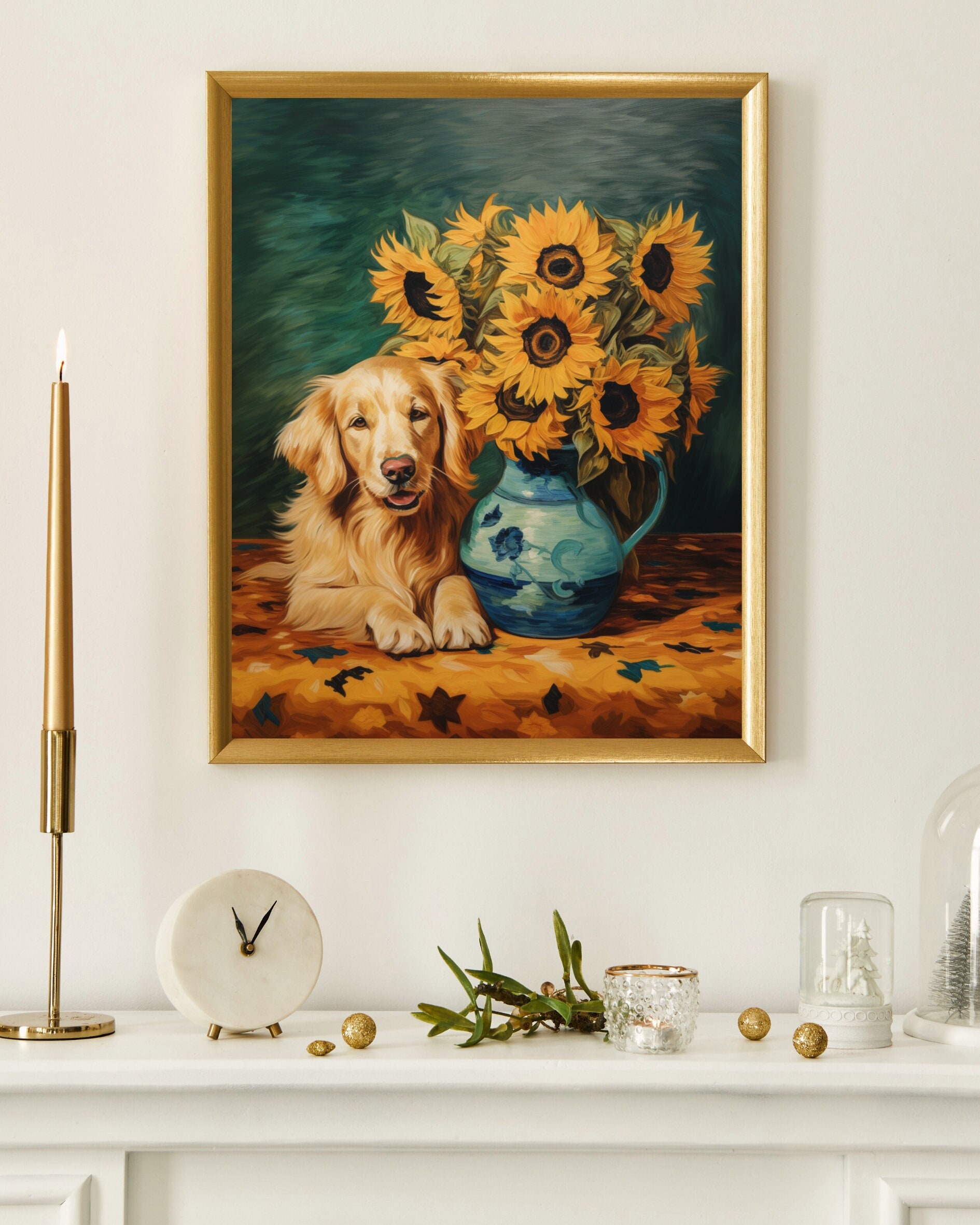 ひまわりプリント - フィンセント・ファン・ゴッホの犬を描いた絵画の