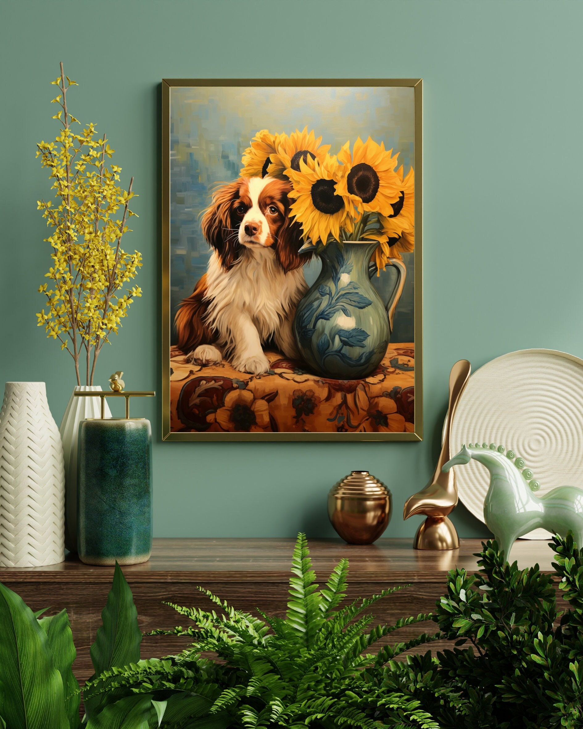 ひまわりプリント - フィンセント・ファン・ゴッホの犬を描いた絵画の