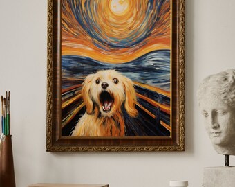 エドヴァルド・ムンクの叫び - 犬を描いた有名な絵画のパロディ