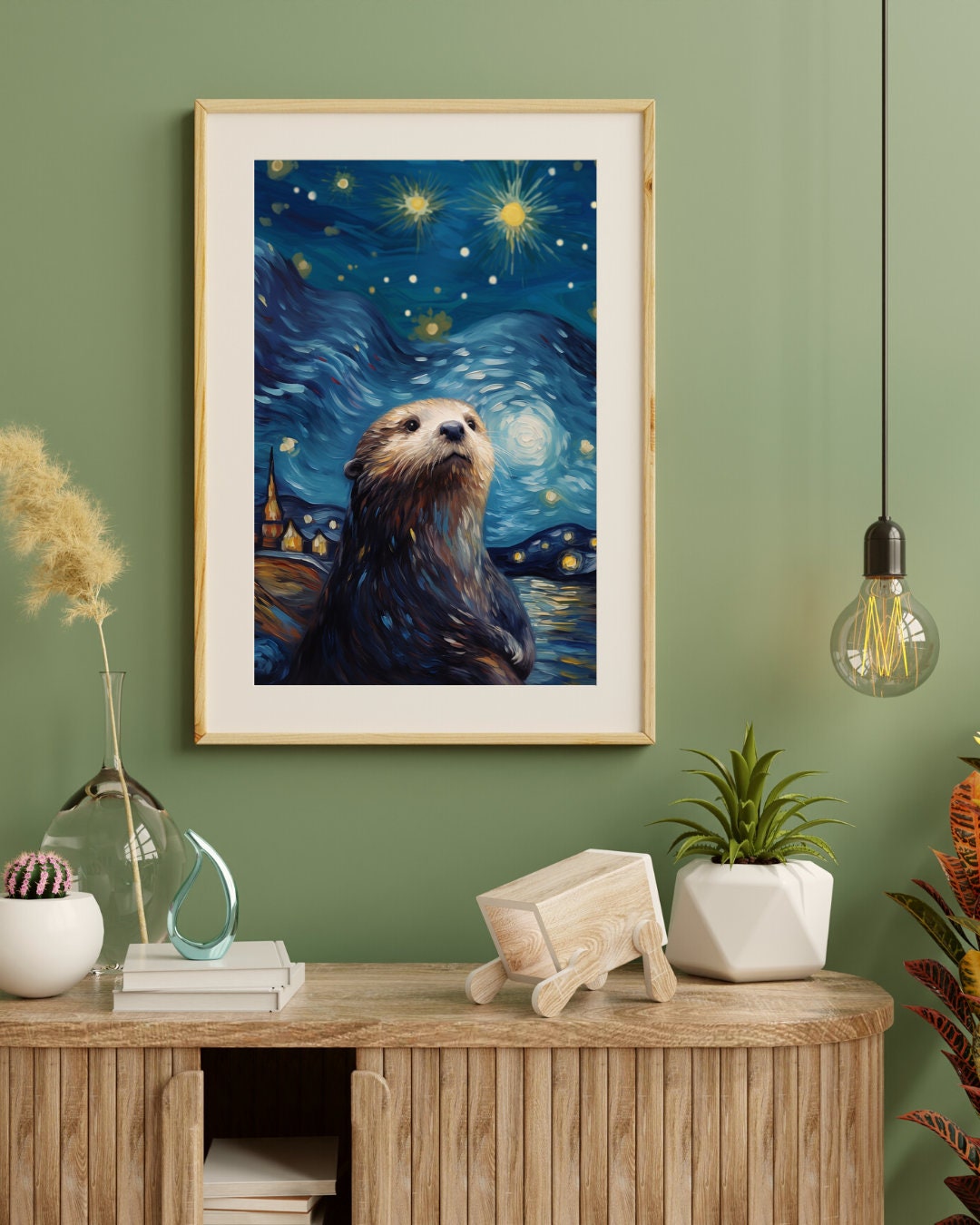 星月夜プリント - ヴィンセント・ヴァン・ゴッホのカワウソの絵画の