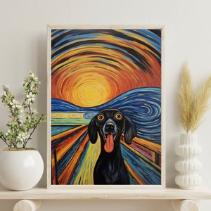 The Scream by Edvard Munch- parody of the famous painting with a dog, art high quality art print, wall art, funny gift, print dog 1
