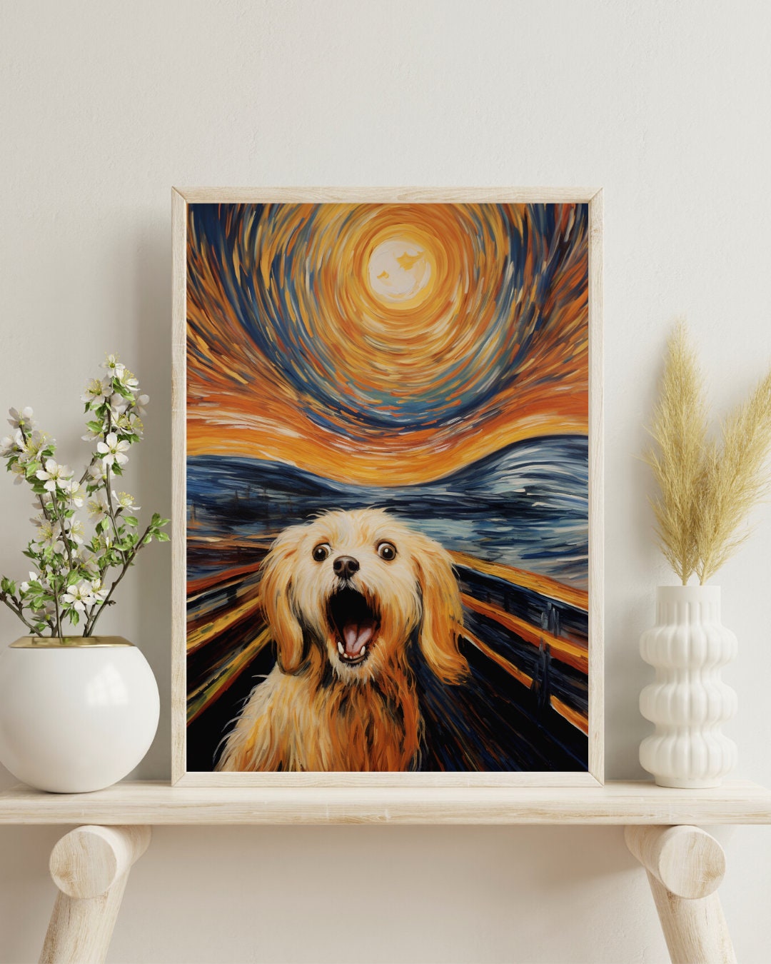 エドヴァルド・ムンクの叫び - 犬を描いた有名な絵画のパロディ