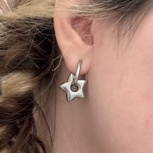 Star Love Hoops Earrings for Women Men, Punk Hip Hop Earrings, Y2K Chunky Star Hoops, Y2K Jewelry Accessories, Tarnish Free , Gift