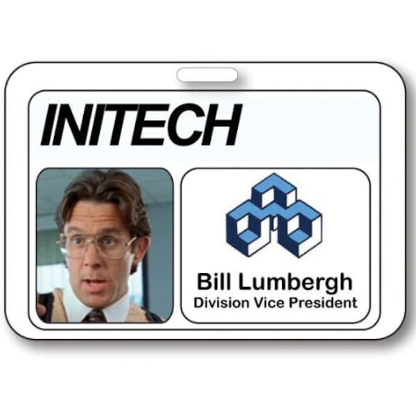 Office Space BILL LUMBERGH, Division Vice President Strap Clip Fastener Name Badge Halloween Costume Prop