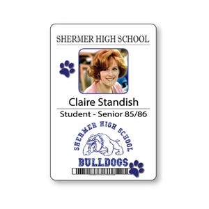 Distintivo con nome per costume di Halloween di Standish del BREAKFAST CLUB CLAIRE con chiusura magnetica e bottone