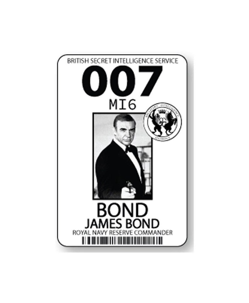 JAMES BOND 007 Name Badge Halloween Costume Prop PIN Fastener Etsy