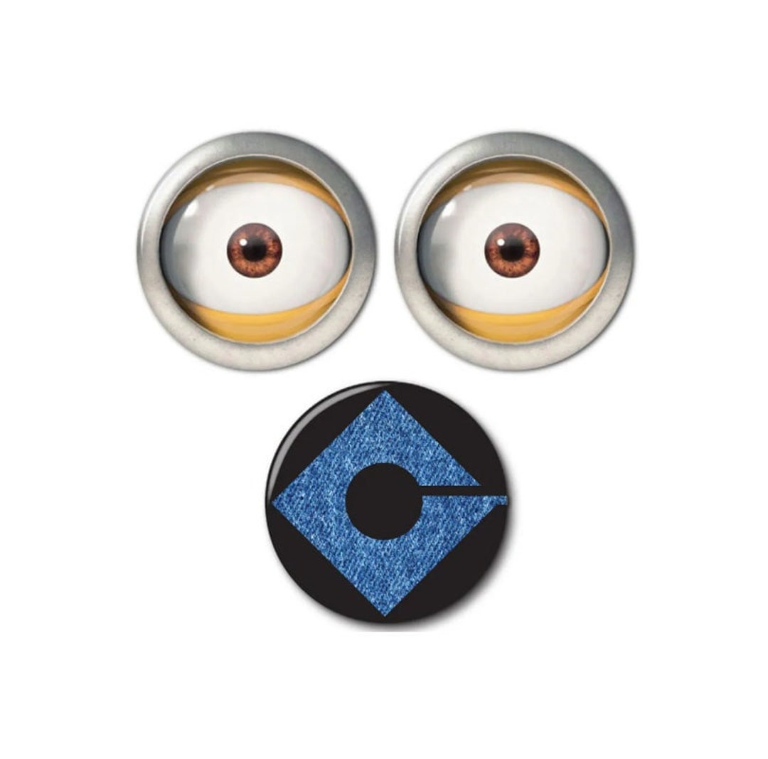 MINION Set of 3, 2 Eyeballs &amp; 1 Chest Logo With Blue Jean Center ...