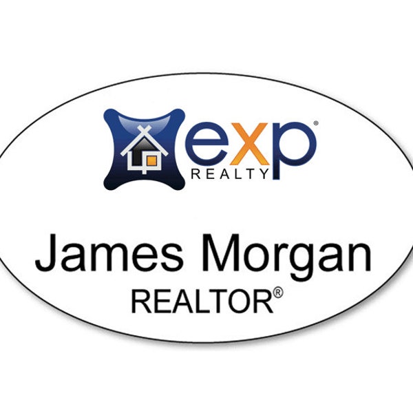 exp REALTY OVAL personalized Name Badge Tag with a pin Fastener