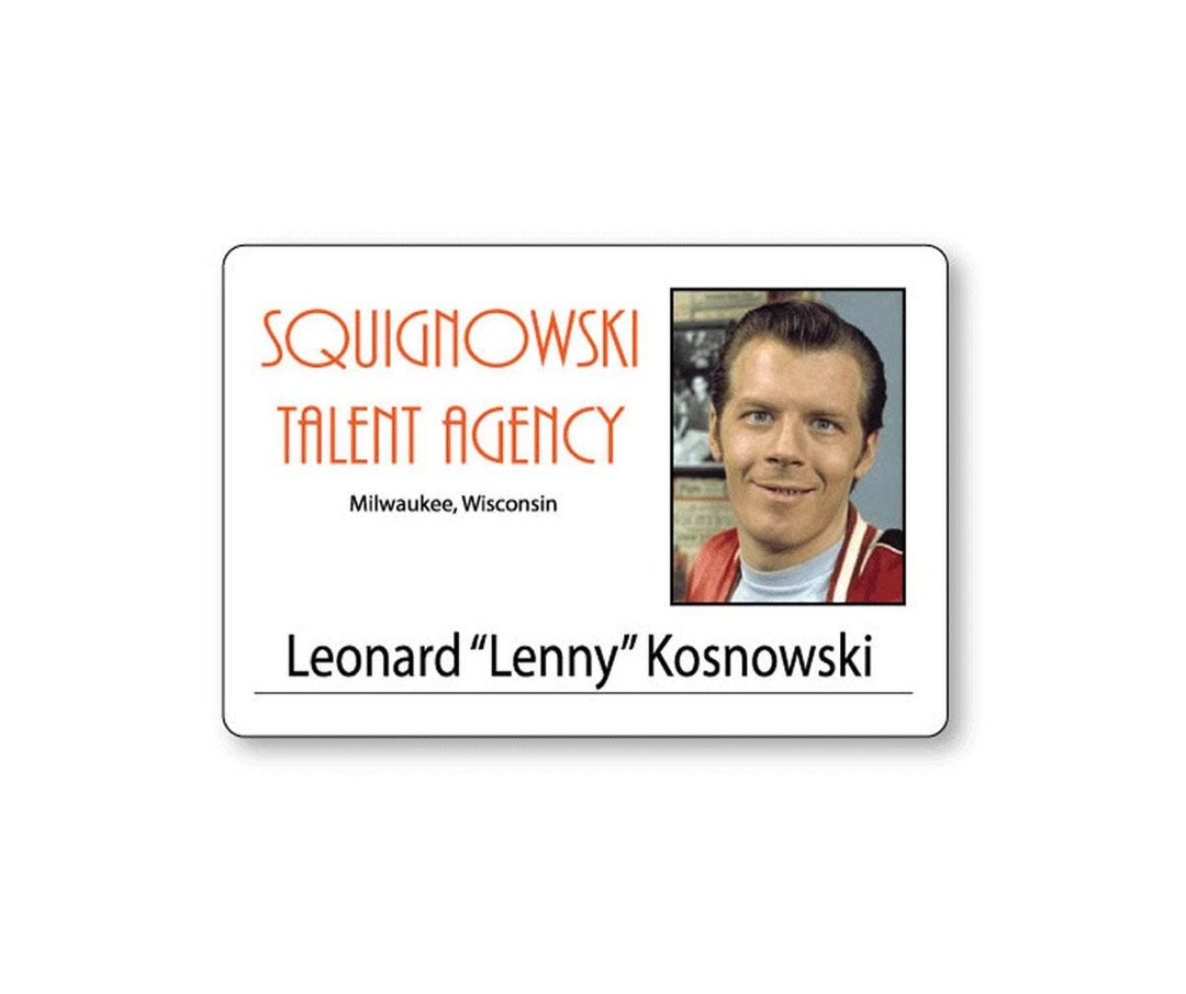 LENNY From LAVERNE & SHIRLEY Badge Pin Fastener Name Badge Halloween