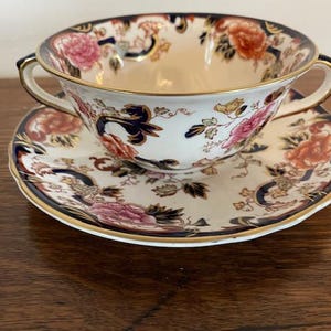 Masons Blue Mandalay 2 Handled Soup Bowl & Underplate - Excellent condition