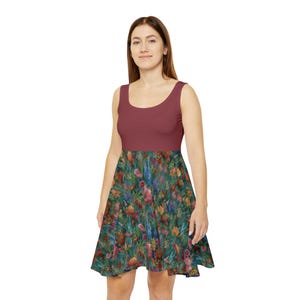 Floral Print Women&#39;s Skater Dress, Summer Dress, Casual Dress, Spring Fashion Dress, Vintage Style Dress, Birthday Gift Dress