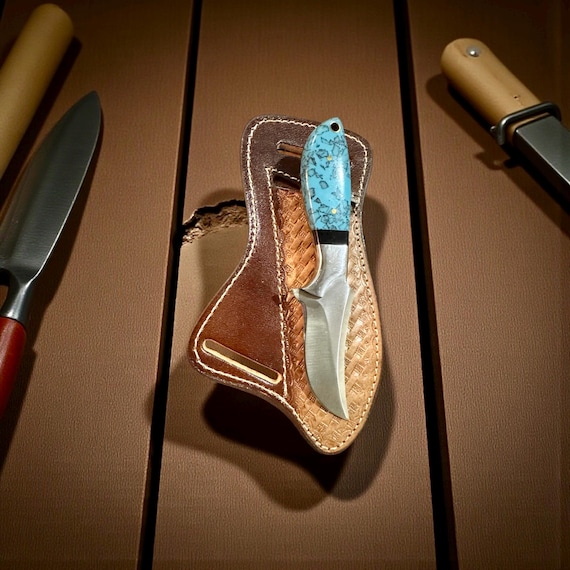 D2 Steel Handmade Hunting Knife with Leather Sheath.