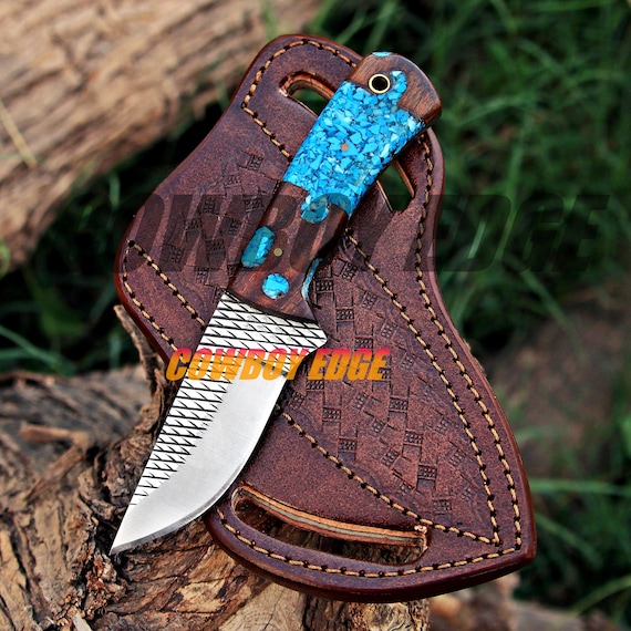 Handmade Skinner Knife: Farrier Rasp Steel Hunting Knife with Leather Sheath