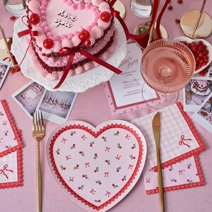 Valentines Cocktail Napkins - Red & Pink Paper Napkins - Galentines Party - Pack of 20 image 2