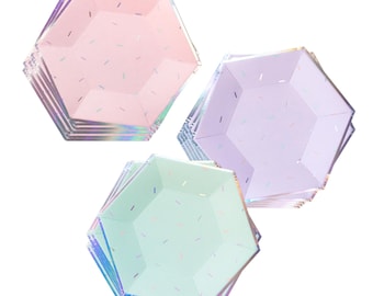 Sprinkles Pastel Birthday Party Plates - Dessert Plate Size - Pack of 18 Plates