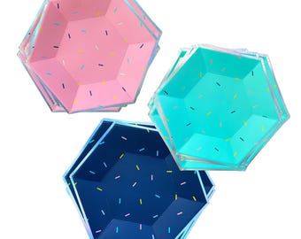 Sprinkles Bright Multicolor Small Paper Plates – 18 Pack Dessert Plates for Kids Birthday, Boy or Girl Party, Birthday Party Plates