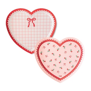 Heart Shaped Valentines Plates - Dessert Plates - Galentines Party - Pack of 8 Paper Plates