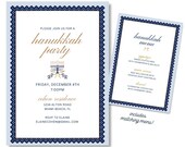 Modern Hanukkah Party Invitation - Customizable Invite & Menu Template - Edit in Canva