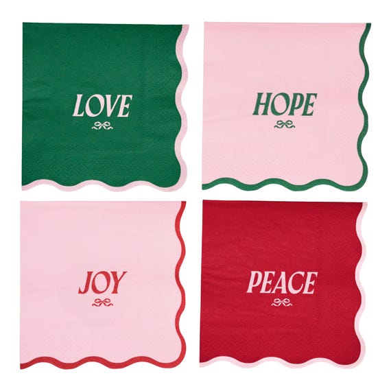 Coquette Christmas Cocktail Napkins - Paper Party Napkins - Holiday Party Decor, Pink Christmas